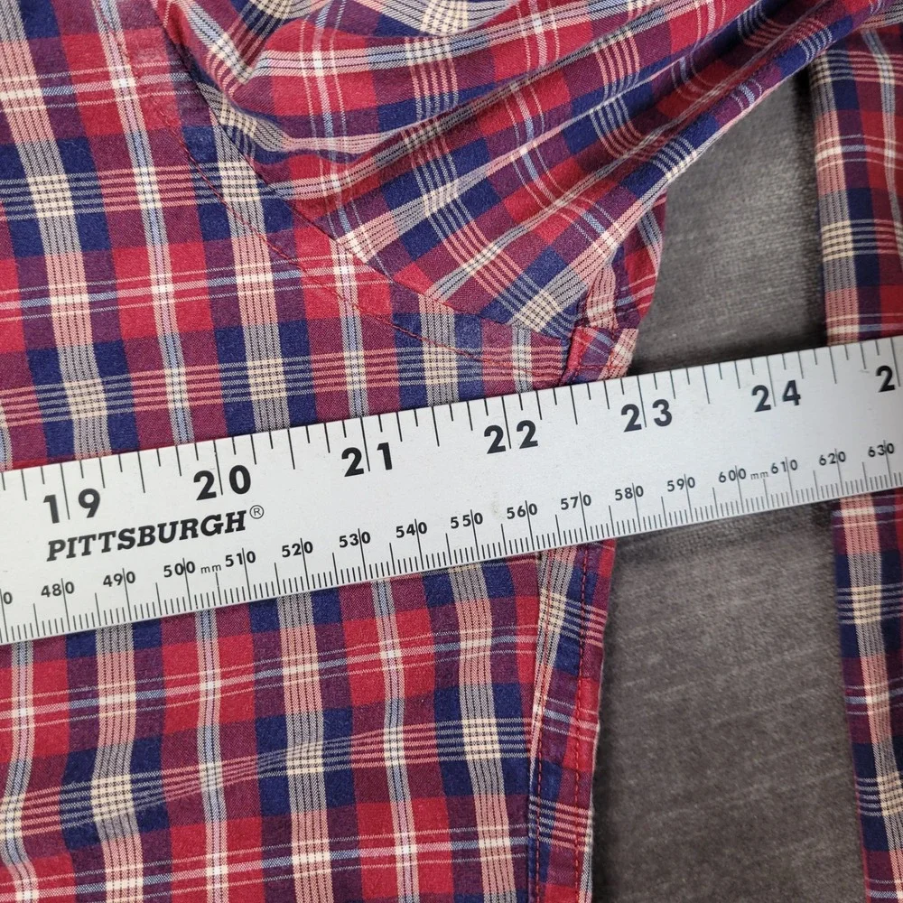 J. Crew Y2K Mens LT Large Tall Classic Fit Button Down Shirt Red Blue‎ Plaid